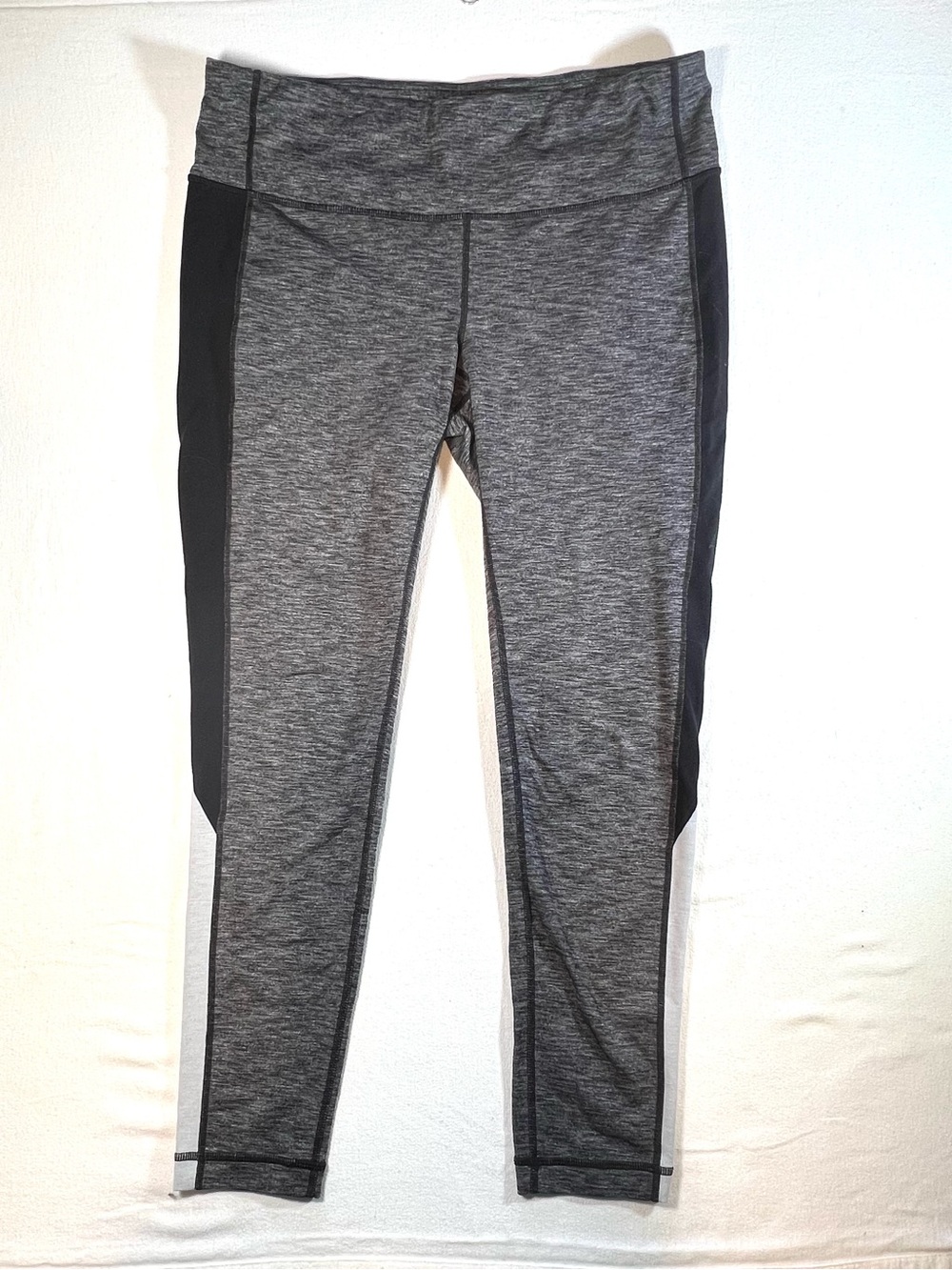 Athleta Gray Heather Leggings with Black Side Panels, Yoga, Athleisure, Sports